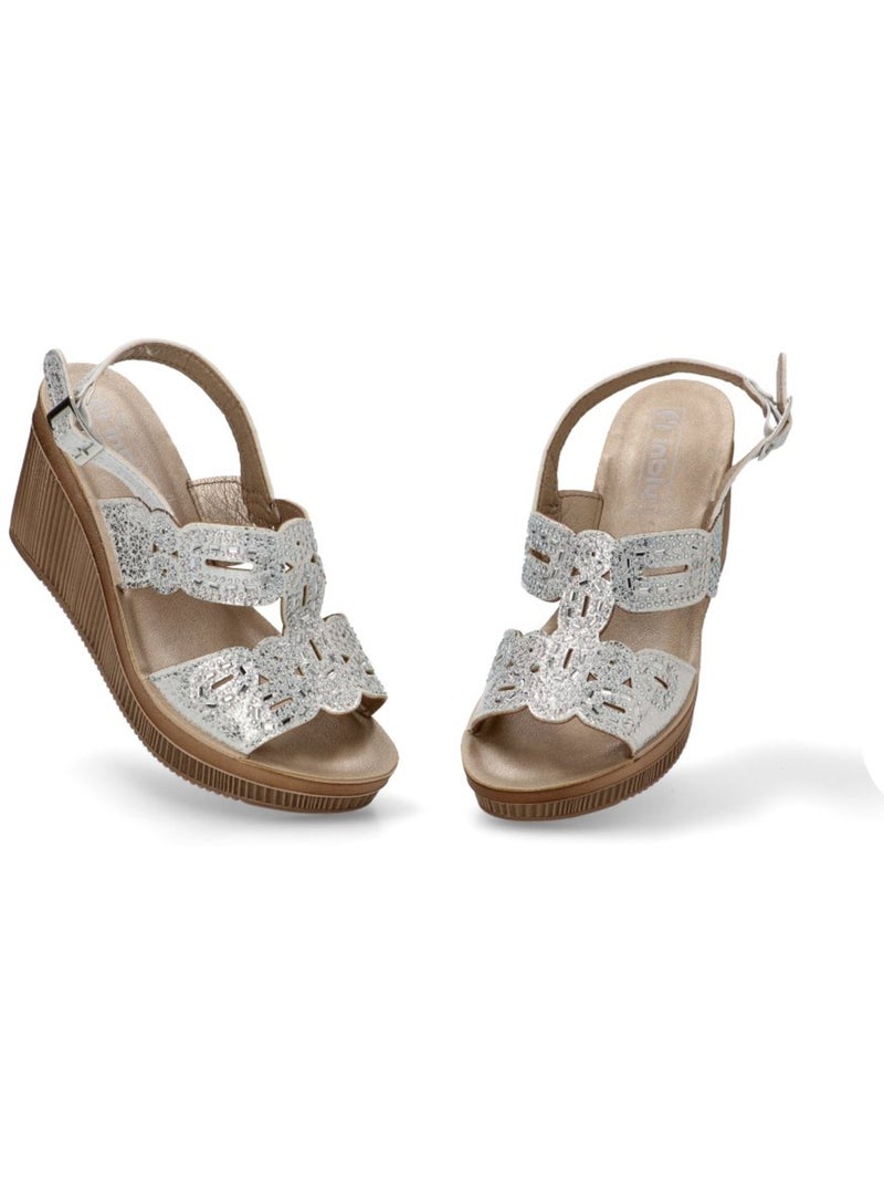 Sandalia Diario Mujer Cu?a Alta - Luna Collection Blanco - Kiabi