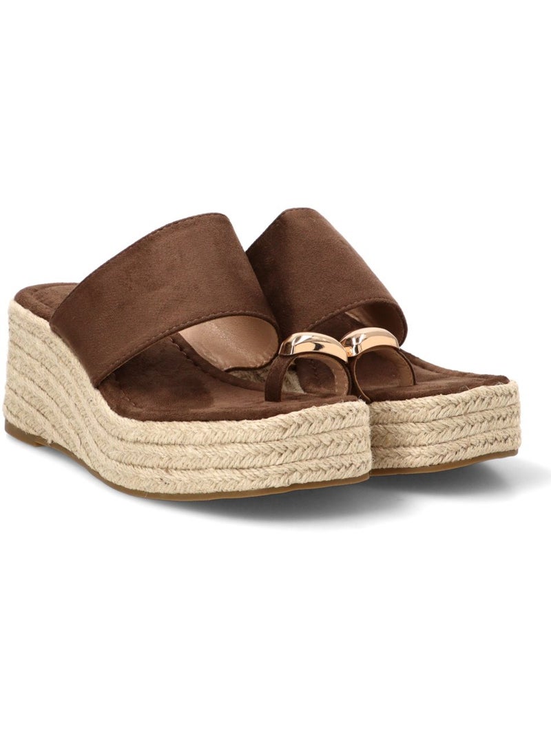 Sandalia Diario Mujer Cuña Alta - Luna Collection Marrón capuchino - Kiabi