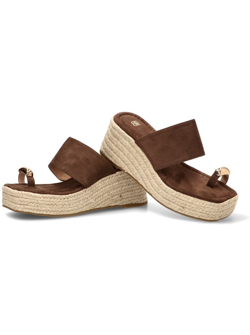 Sandalia Diario Mujer Cuña Alta - Luna Collection Marrón capuchino - Kiabi