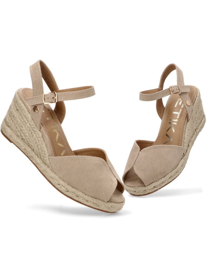 Sandalia Diario Mujer Cuña Media - Etika Beige - Kiabi