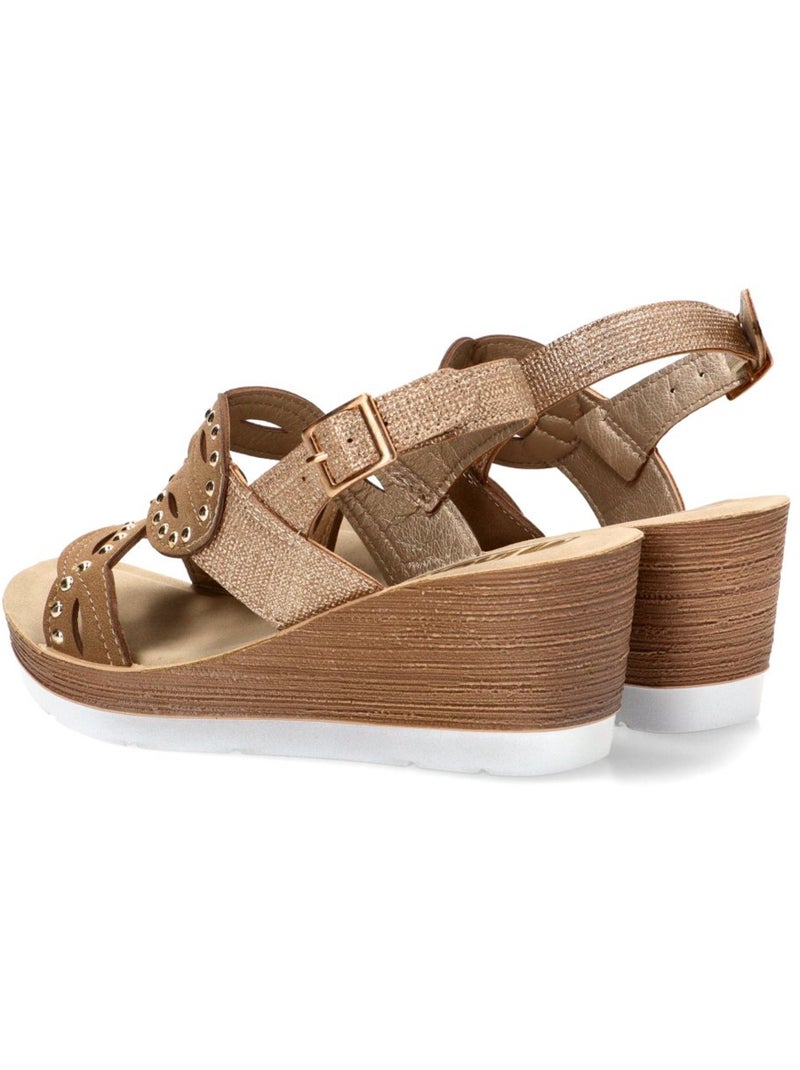 Sandalia Diario Mujer Cuña Media - Luna Collection Beige/Blanco perlado/Platino - Kiabi