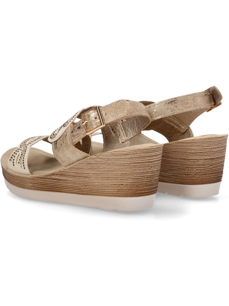Sandalia Diario Mujer Cuña Media - Luna Collection Beige/Blanco perlado/Platino - Kiabi