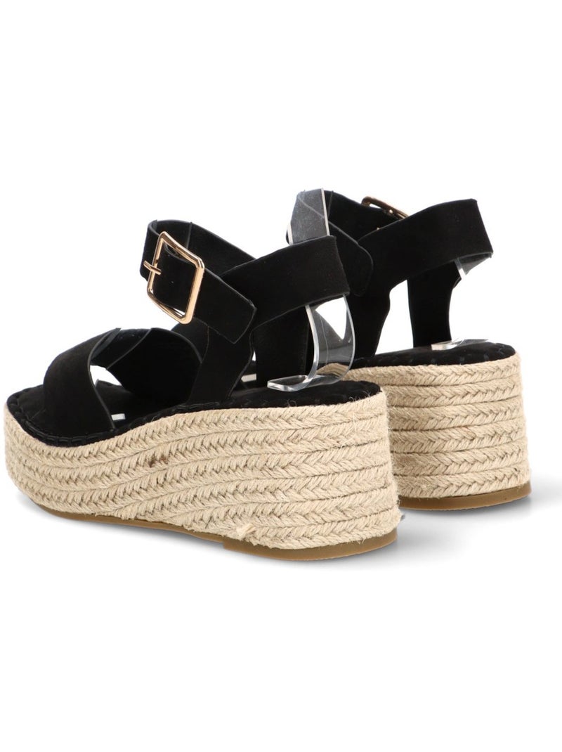 Sandalia Diario Mujer Cuña Media - Luna Collection Negro - Kiabi
