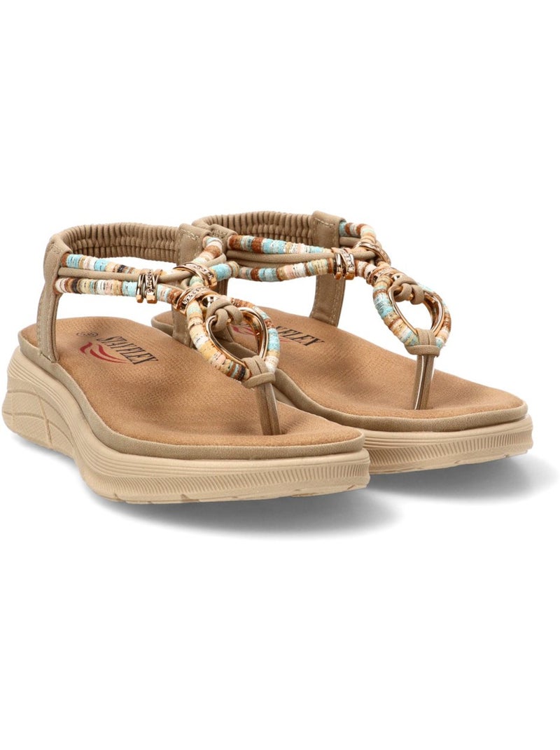 Sandalia Diario Mujer Cuña Media - Stay Beige - Kiabi