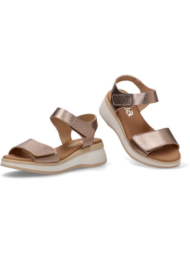 Sandalia Diario Mujer Cuña Media - Yulia Sd Beige/Blanco perlado/Platino - Kiabi