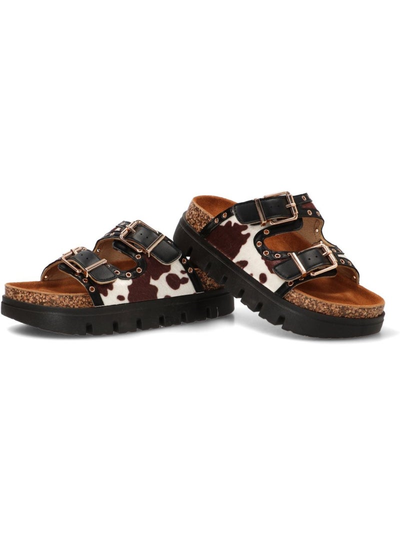 Sandalia Diario Mujer Suela Doble - Stay Negro Blanco - Kiabi