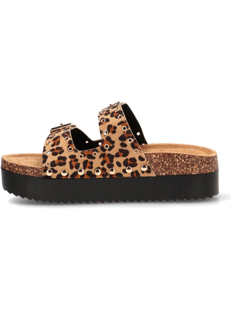 Sandalia Diario Mujer Suela Doble - Stay Negro Dorado - Kiabi