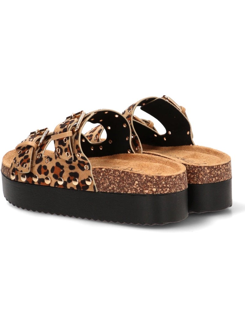 Sandalia Diario Mujer Suela Doble - Stay Negro Dorado - Kiabi
