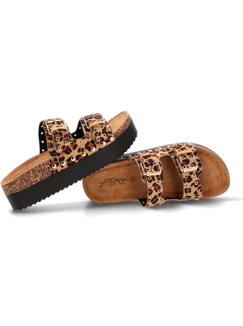 Sandalia Diario Mujer Suela Doble - Stay Negro Dorado - Kiabi