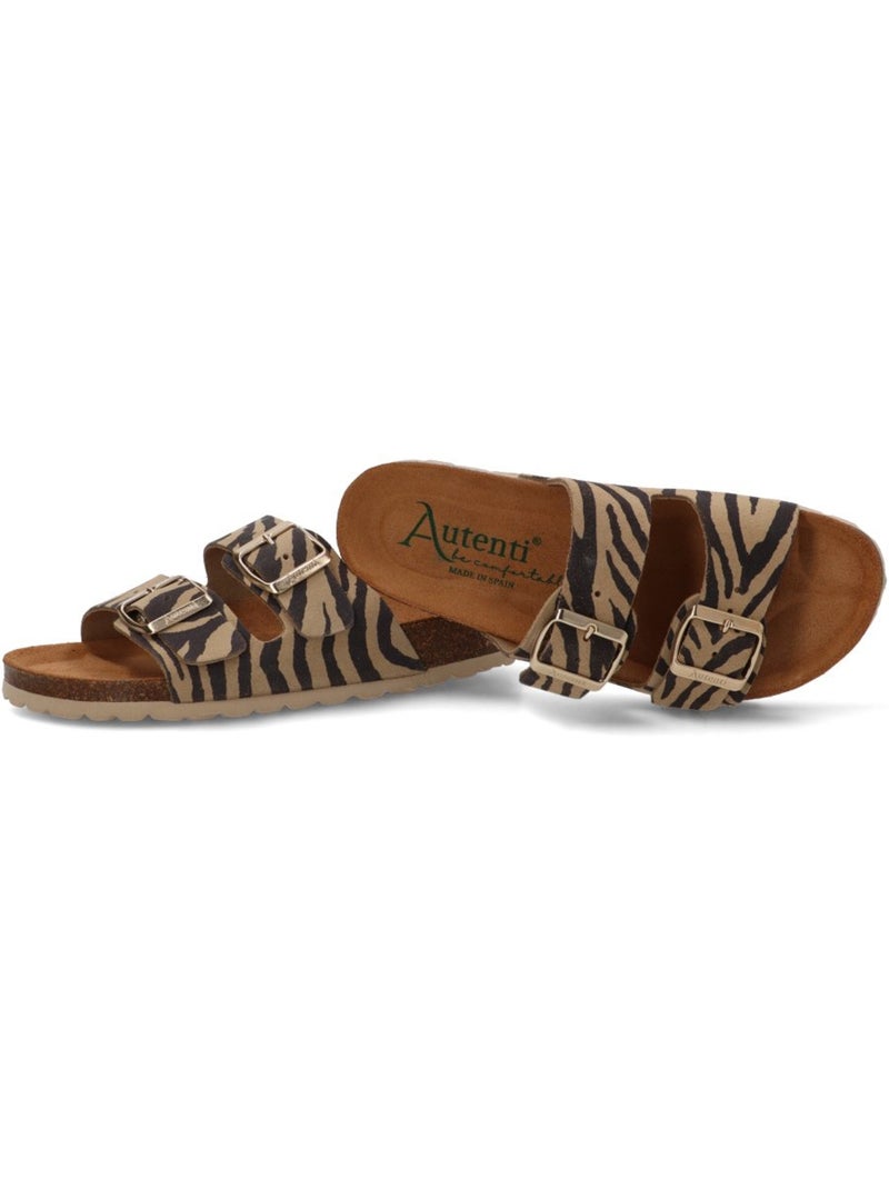 Sandalia Diario Mujer Suela Plana - Autenti Negro Blanco - Kiabi