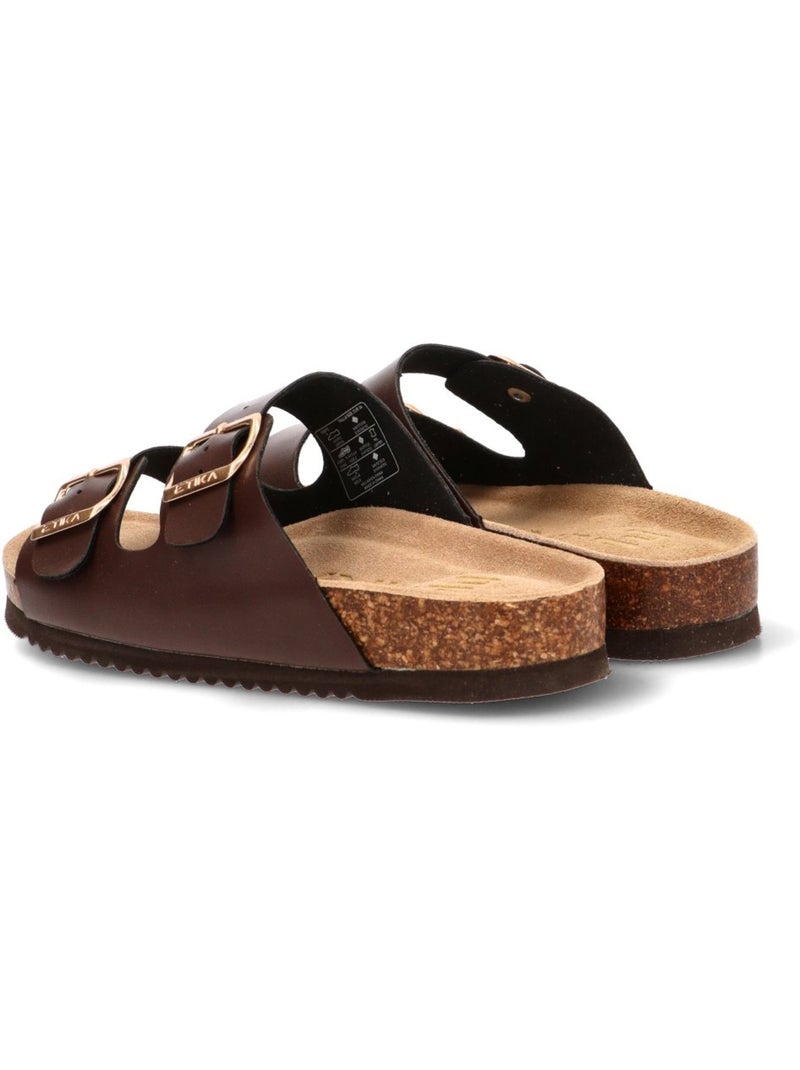Sandalia Diario Mujer Suela Plana - Etika Marrón chocolate - Kiabi