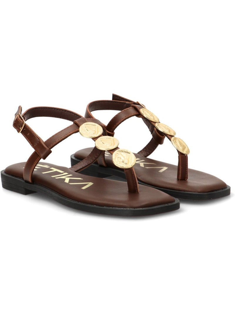 Sandalia Diario Mujer Suela Plana - Etika Marrón chocolate - Kiabi