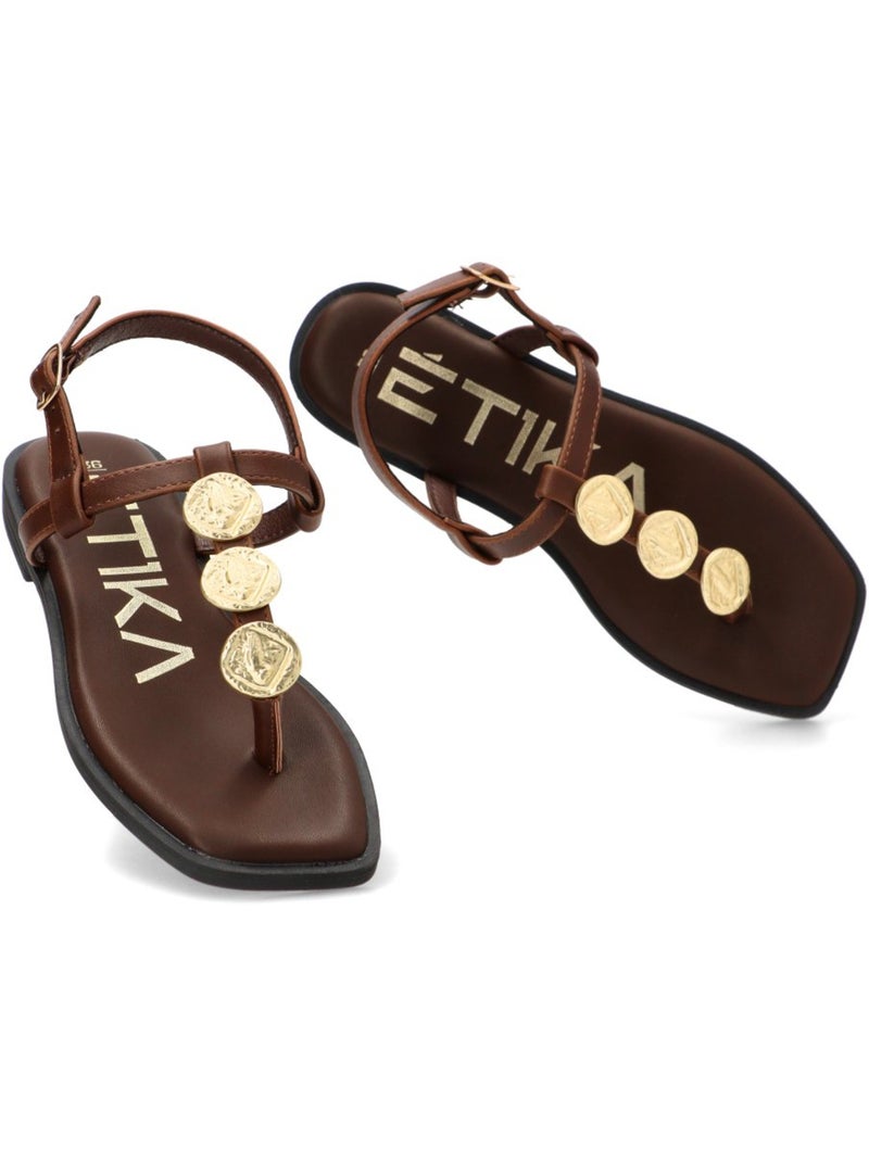 Sandalia Diario Mujer Suela Plana - Etika Marrón chocolate - Kiabi