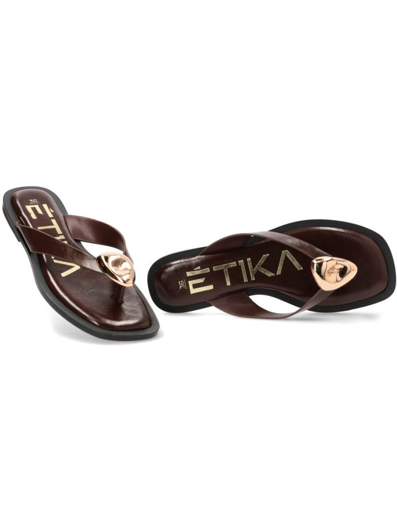 Sandalia Diario Mujer Suela Plana - Etika Marrón chocolate - Kiabi