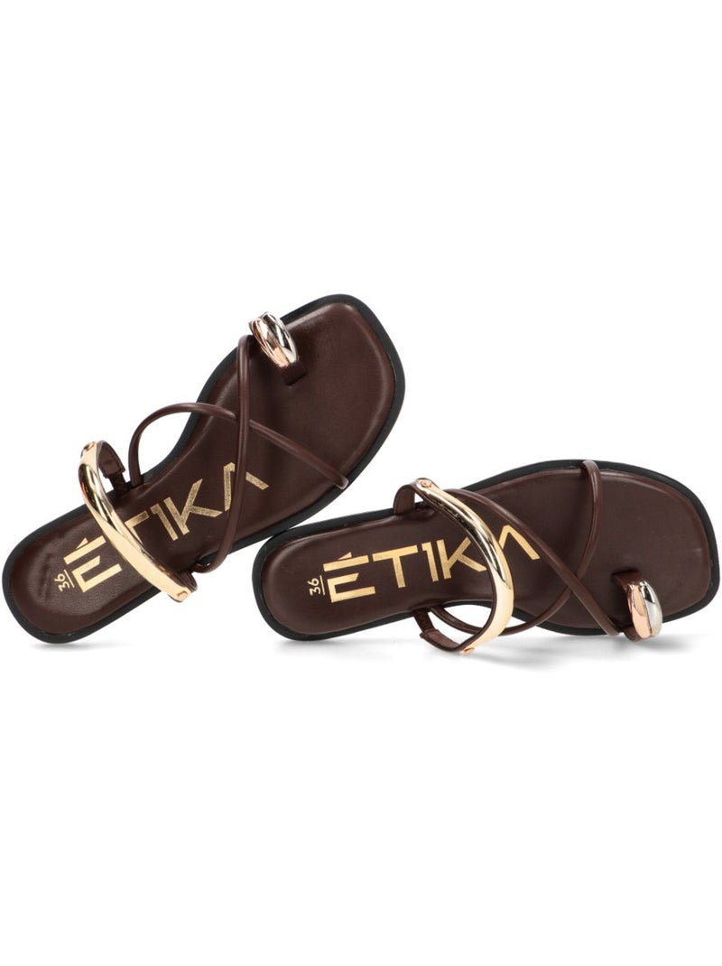 Sandalia Diario Mujer Suela Plana - Etika Marrón chocolate - Kiabi
