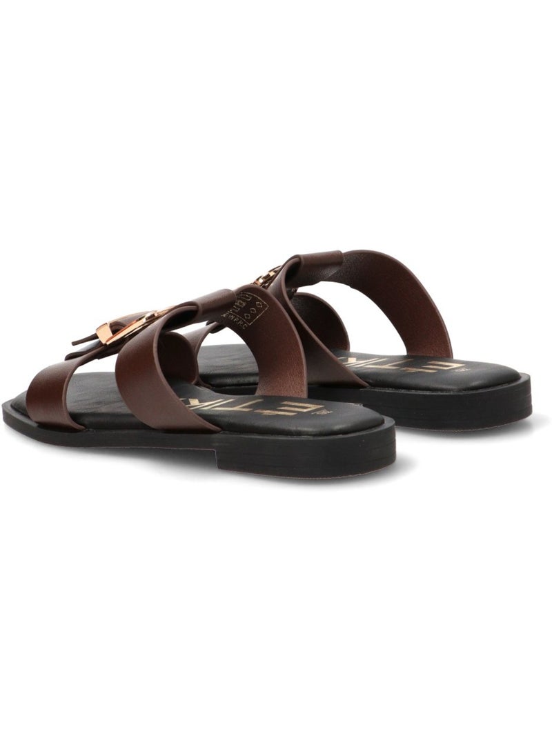 Sandalia Diario Mujer Suela Plana - Etika Marrón chocolate - Kiabi