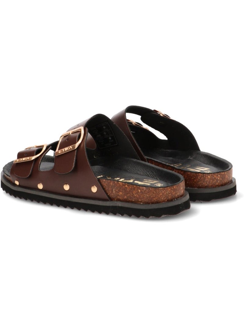 Sandalia Diario Mujer Suela Plana - Etika Marrón chocolate - Kiabi