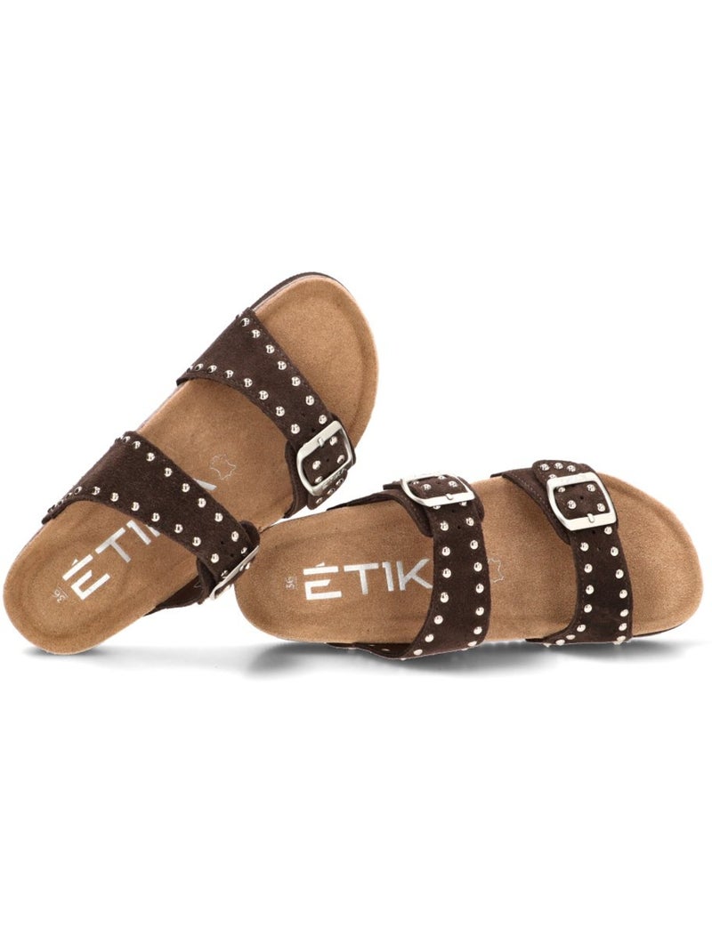 Sandalia Diario Mujer Suela Plana - Etika Marrón chocolate - Kiabi