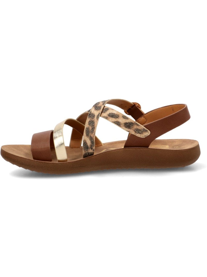 Sandalia Diario Mujer Suela Plana - Etika Negro Dorado - Kiabi