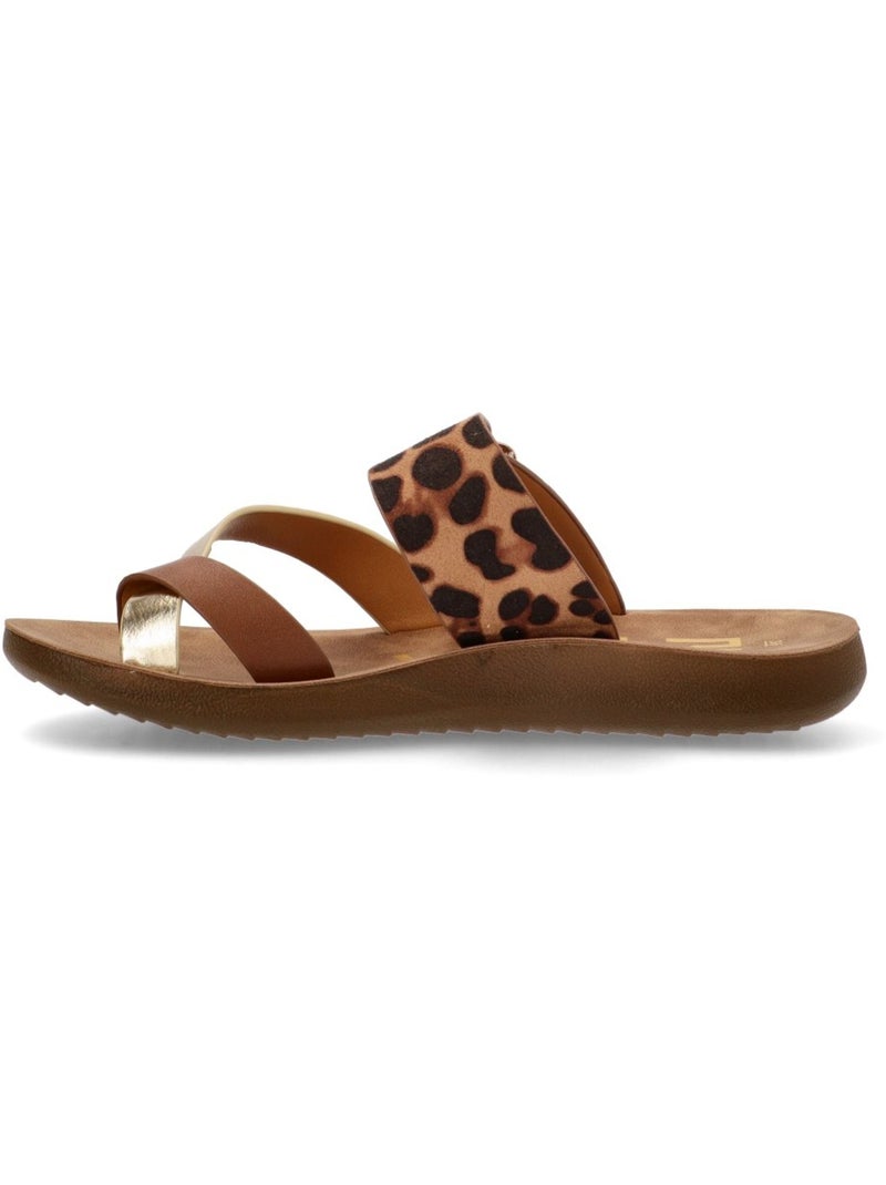 Sandalia Diario Mujer Suela Plana - Etika Negro Dorado - Kiabi