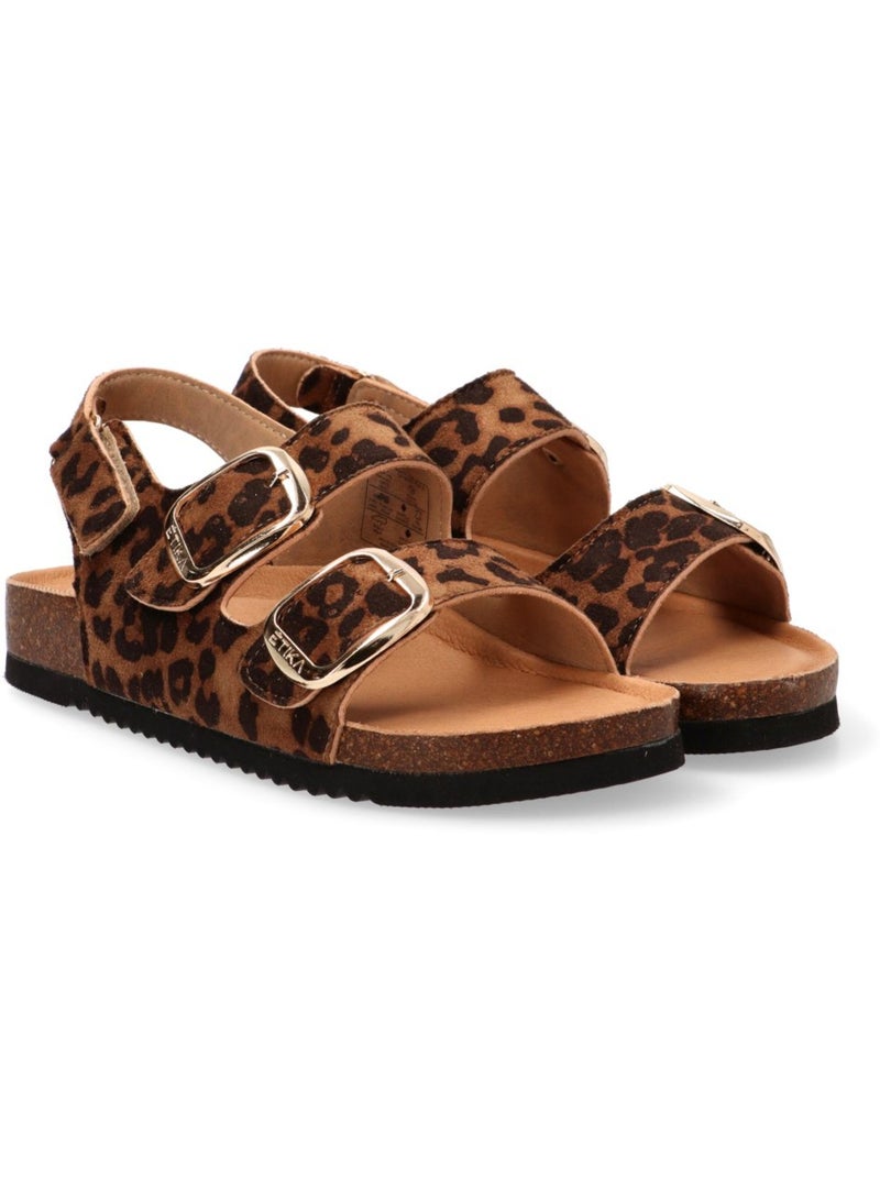 Sandalia Diario Mujer Suela Plana - Etika Negro Dorado - Kiabi