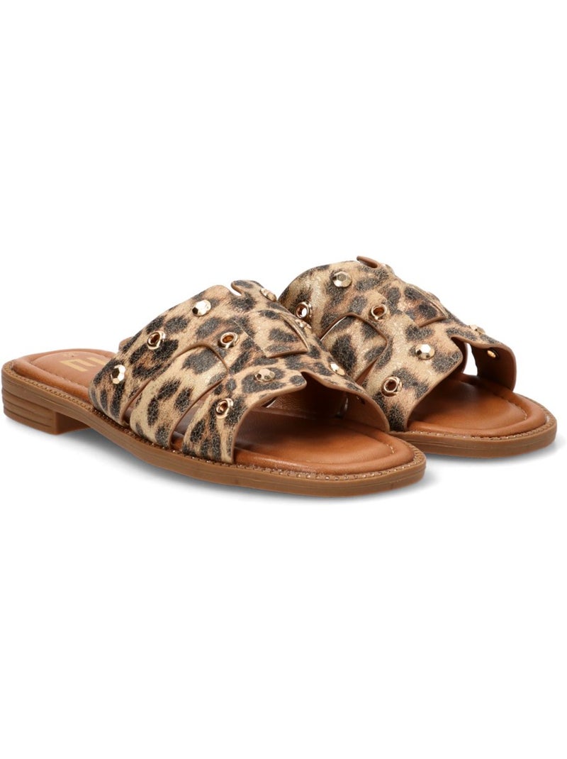 Sandalia Diario Mujer Suela Plana - Etika Negro Dorado - Kiabi