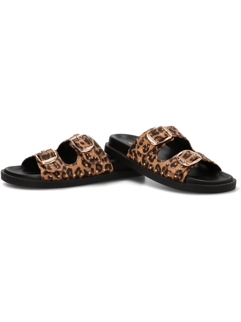 Sandalia Diario Mujer Suela Plana - Etika Negro Dorado - Kiabi