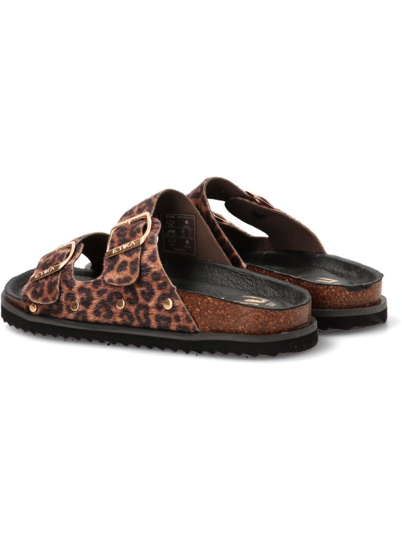 Sandalia Diario Mujer Suela Plana - Etika Negro Dorado - Kiabi