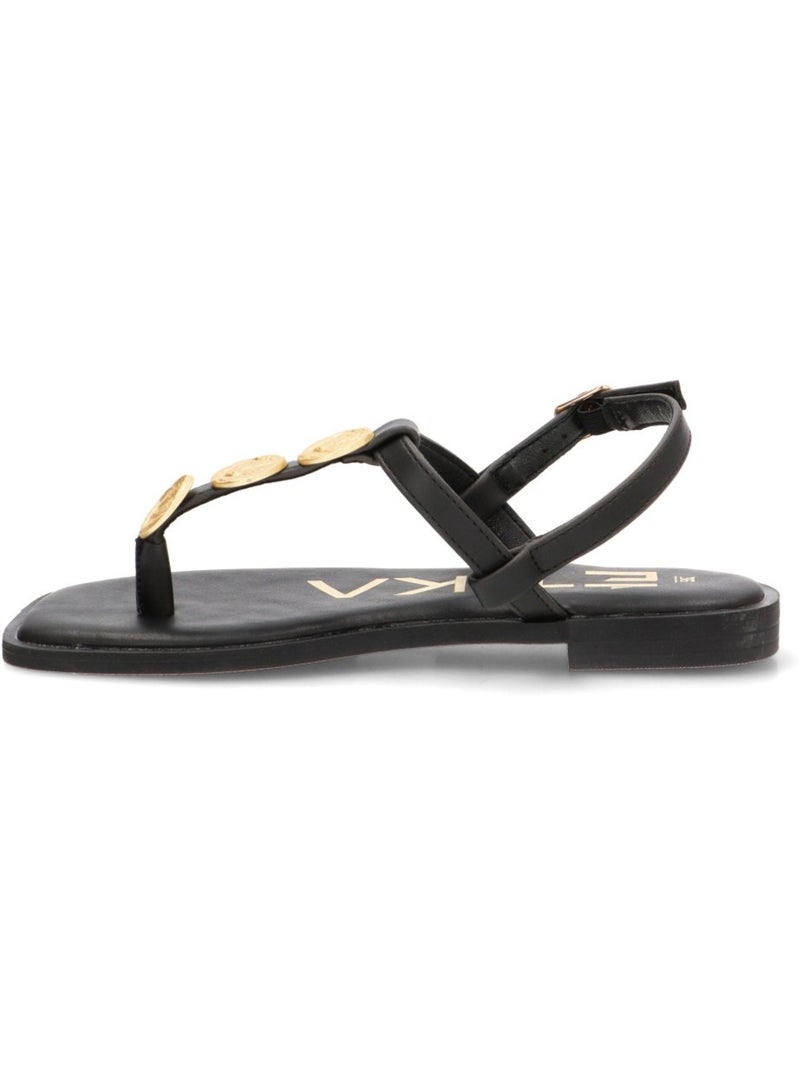Sandalia Diario Mujer Suela Plana - Etika Negro - Kiabi