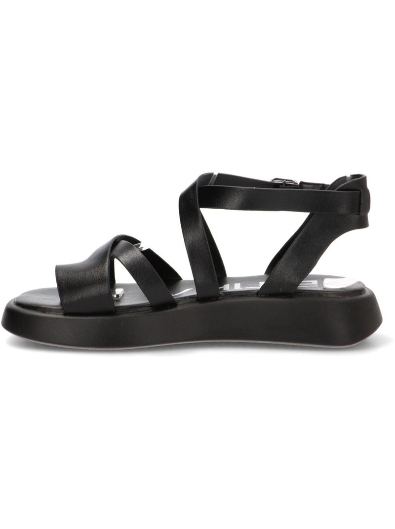 Sandalia Diario Mujer Suela Plana - Etika Negro - Kiabi