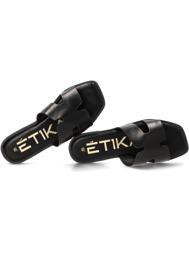 Sandalia Diario Mujer Suela Plana - Etika Negro - Kiabi