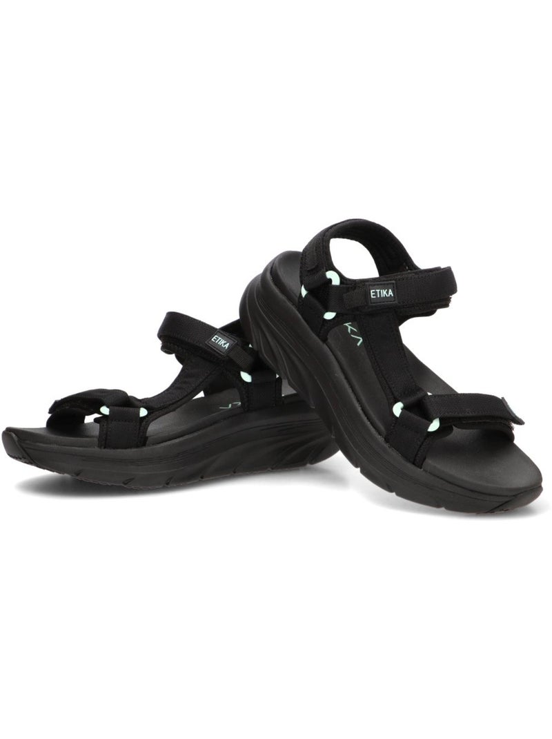 Sandalia Diario Mujer Suela Plana - Etika Negro - Kiabi