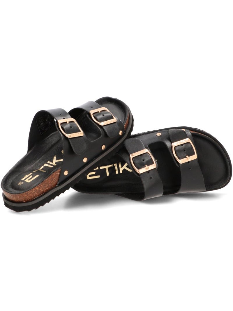 Sandalia Diario Mujer Suela Plana - Etika Negro - Kiabi
