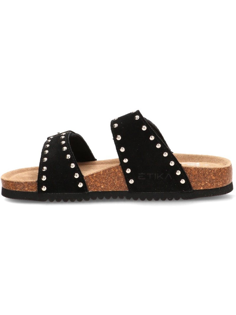 Sandalia Diario Mujer Suela Plana - Etika Negro - Kiabi