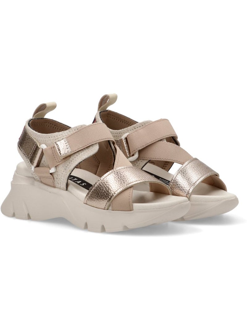 Sandalia Diario Mujer Suela Plana - Hispanitas Beige/Blanco perlado/Platino - Kiabi