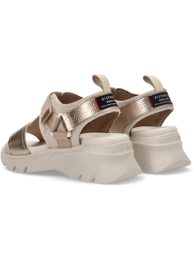 Sandalia Diario Mujer Suela Plana - Hispanitas Beige/Blanco perlado/Platino - Kiabi