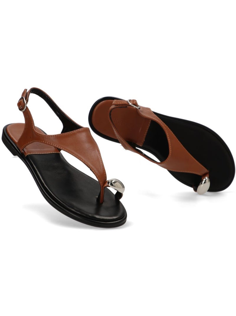 Sandalia Diario Mujer Suela Plana - Luna Collection Camel - Kiabi