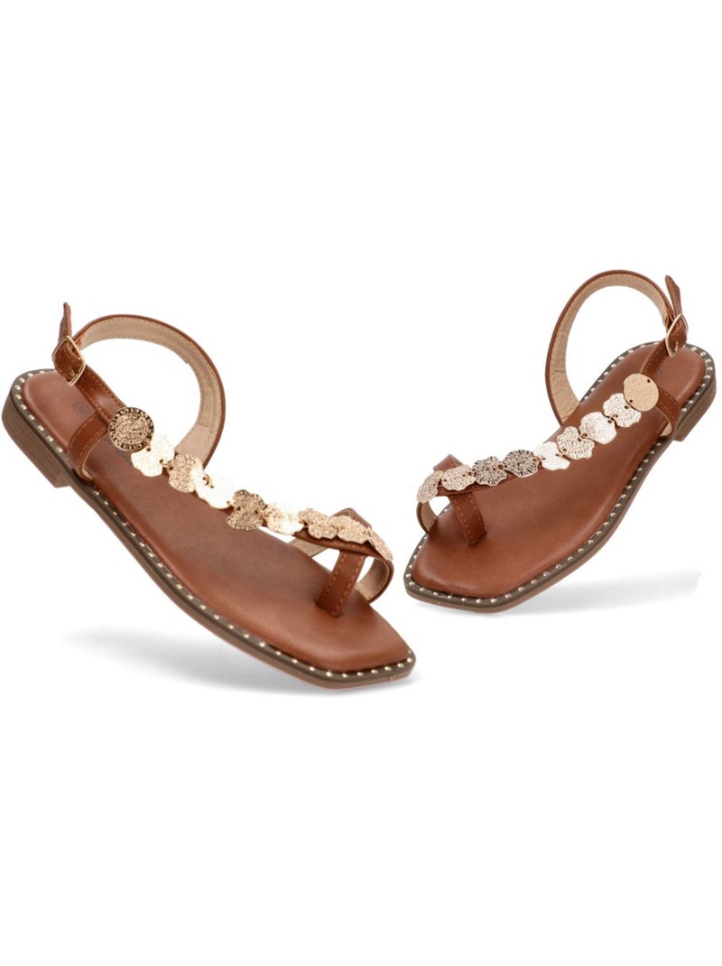 Sandalia Diario Mujer Suela Plana - Luna Collection Camel - Kiabi
