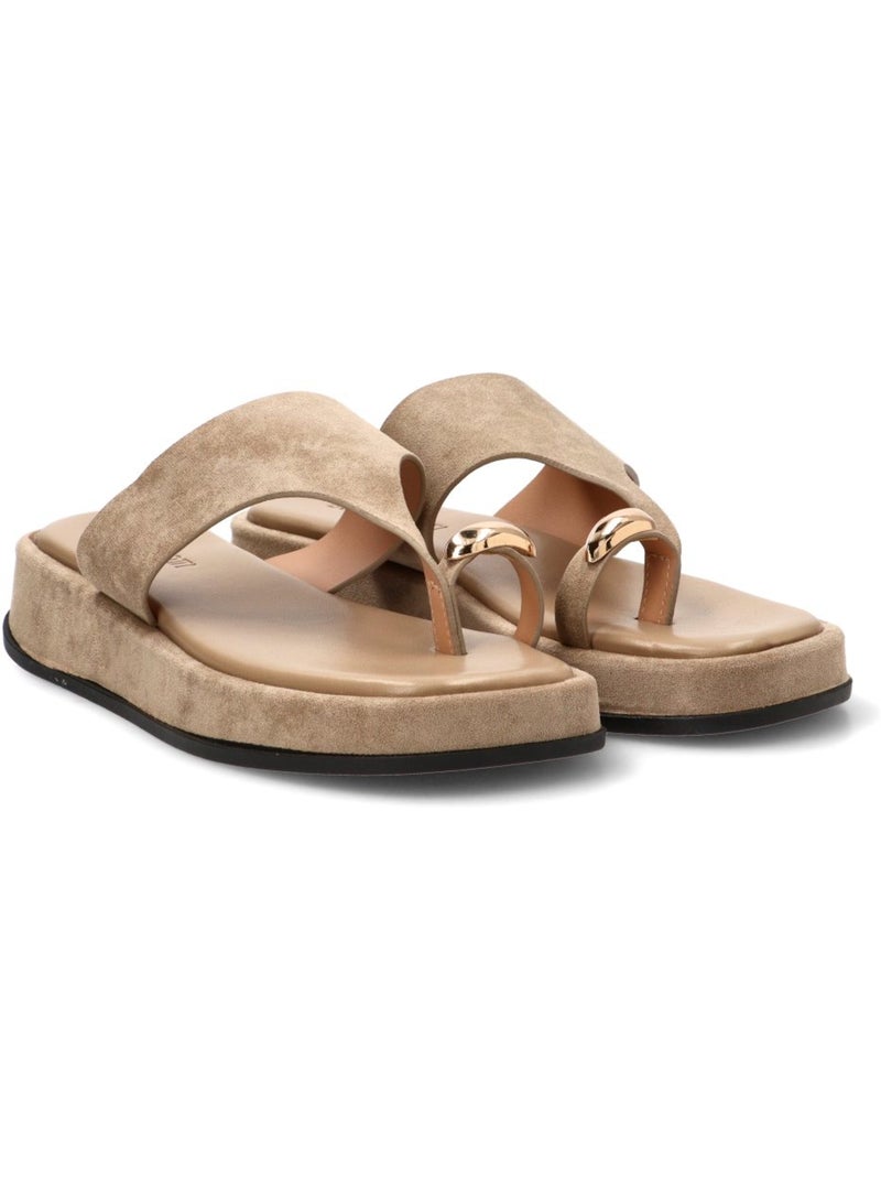 Sandalia Diario Mujer Suela Plana - Luna Collection Caqui - Kiabi