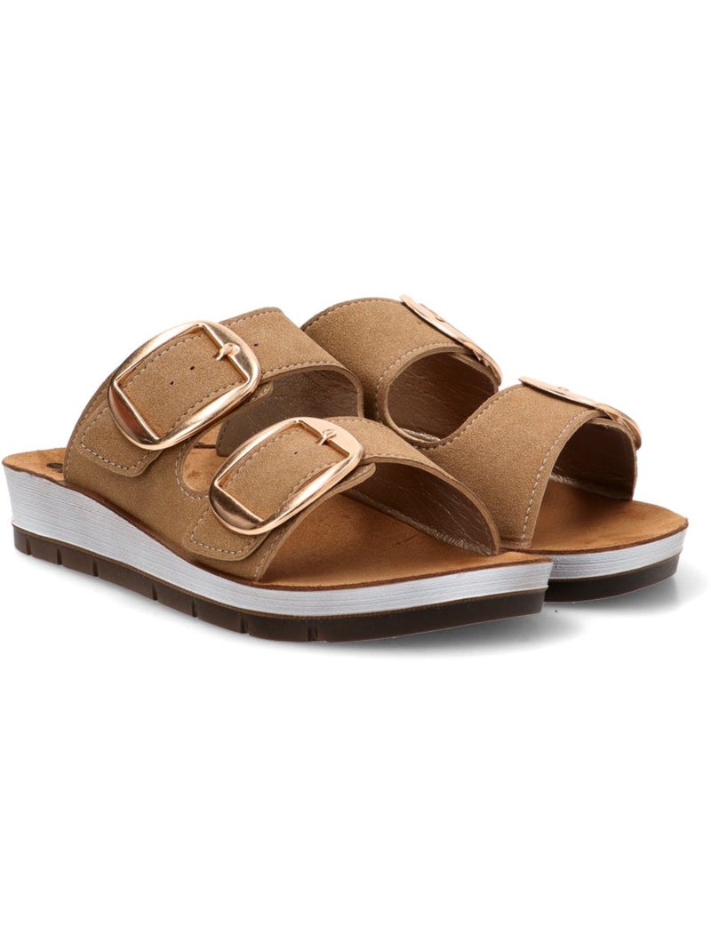 Sandalia Diario Mujer Suela Plana - Luna Collection Marrón claro - Kiabi