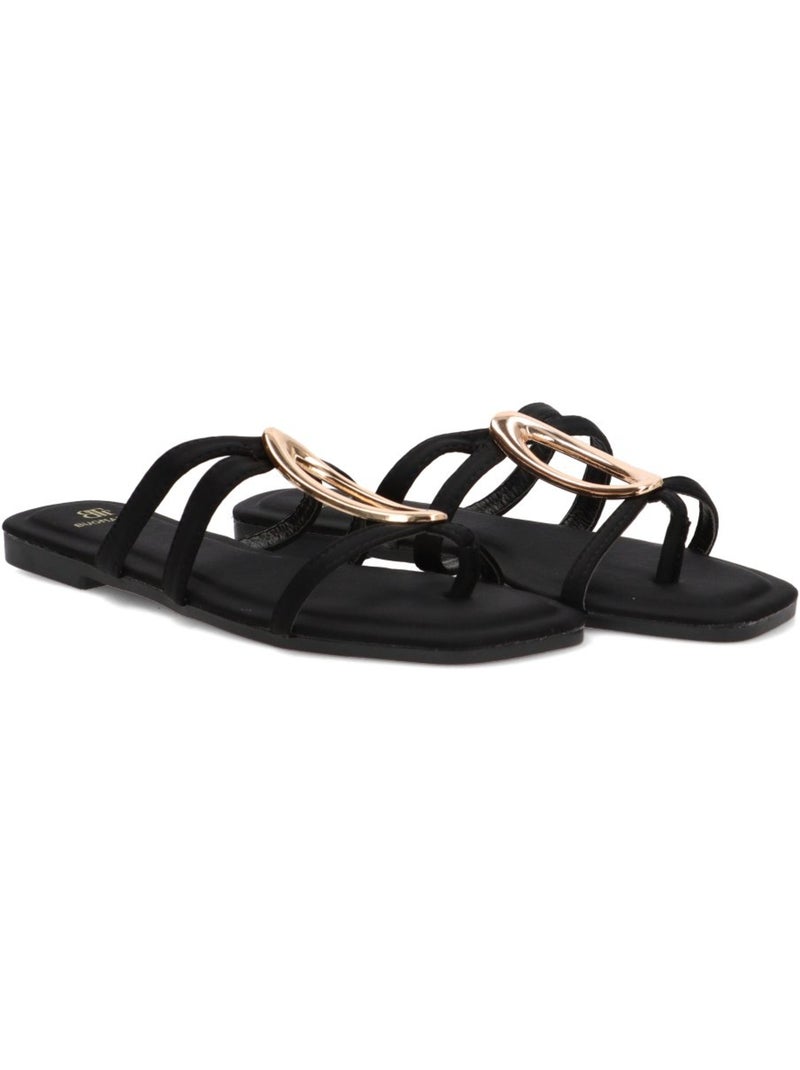 Sandalia diario mujer suela plana - luna collection Negro - Kiabi