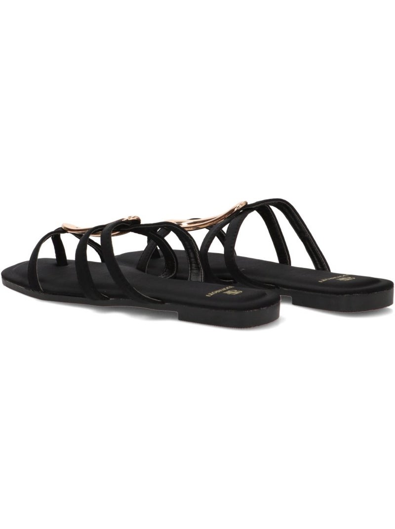 Sandalia diario mujer suela plana - luna collection Negro - Kiabi
