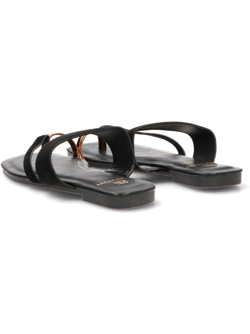 Sandalia Diario Mujer Suela Plana - Luna Collection Negro - Kiabi