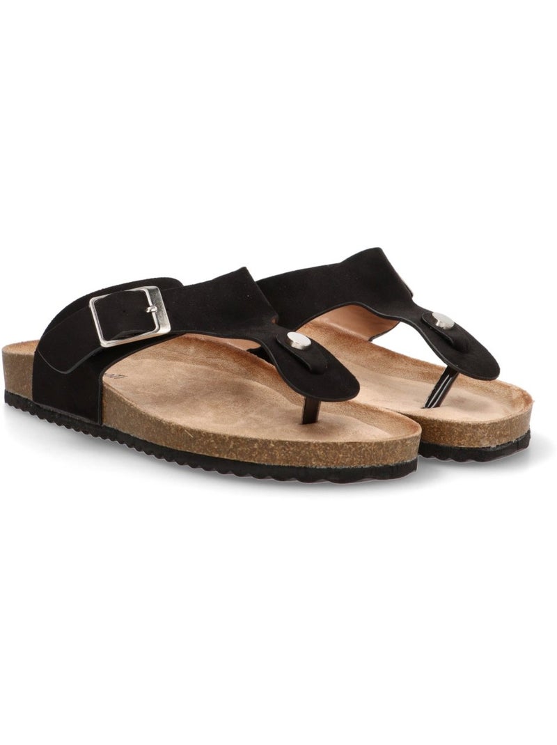 Sandalia Diario Mujer Suela Plana - Luna Collection Negro - Kiabi