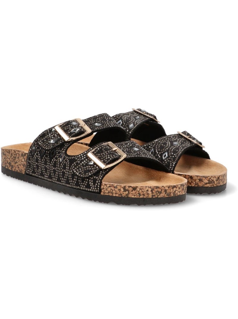 Sandalia Diario Mujer Suela Plana - Luna Collection Negro - Kiabi