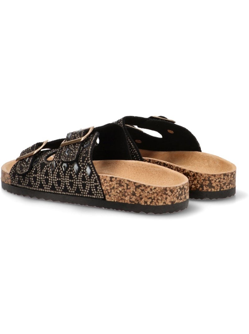 Sandalia Diario Mujer Suela Plana - Luna Collection Negro - Kiabi