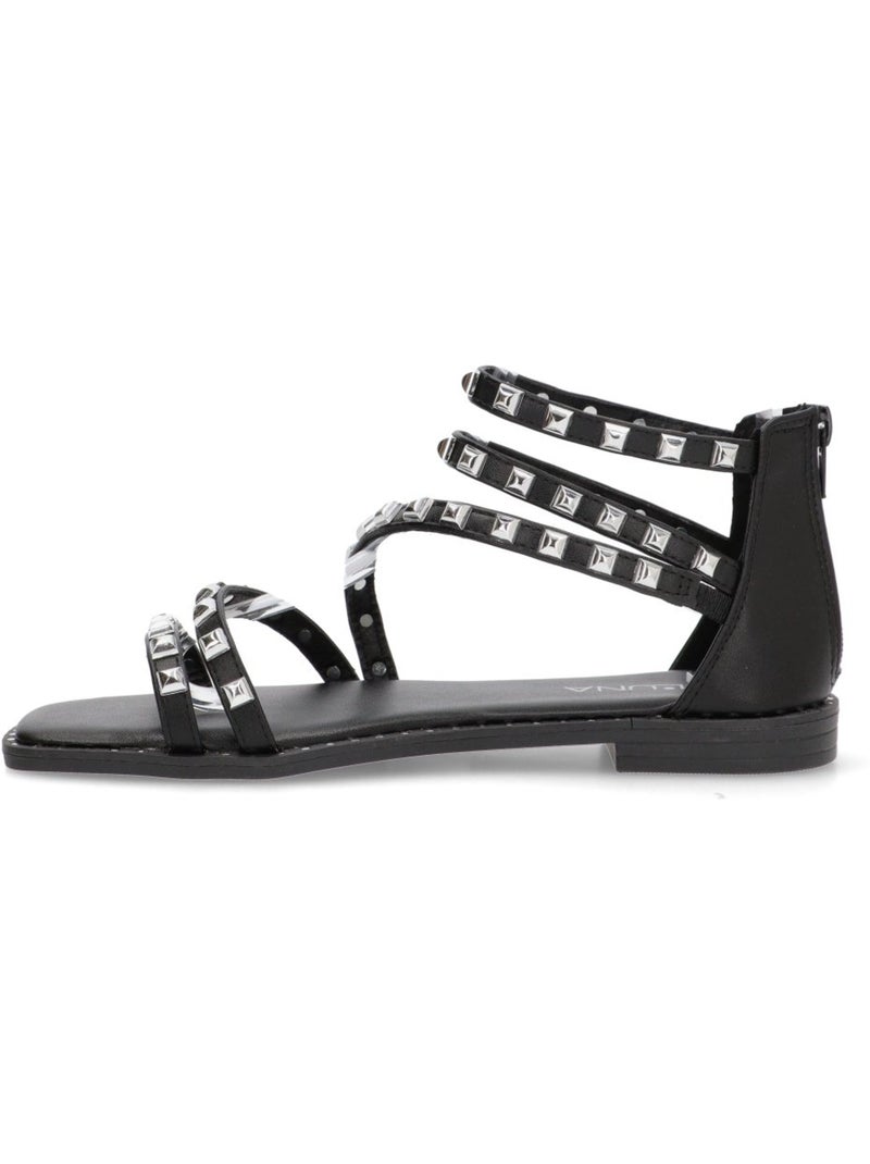 Sandalia Diario Mujer Suela Plana - Luna Collection Negro - Kiabi