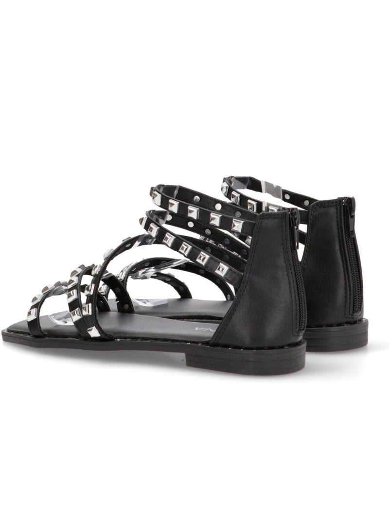 Sandalia Diario Mujer Suela Plana - Luna Collection Negro - Kiabi