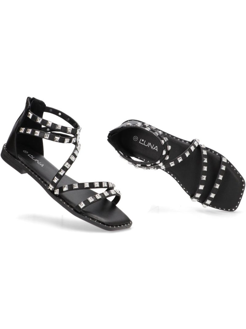 Sandalia Diario Mujer Suela Plana - Luna Collection Negro - Kiabi
