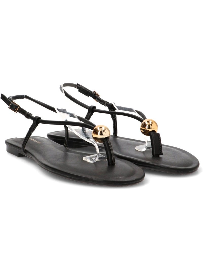 Sandalia Diario Mujer Suela Plana - Luna Trend Negro - Kiabi
